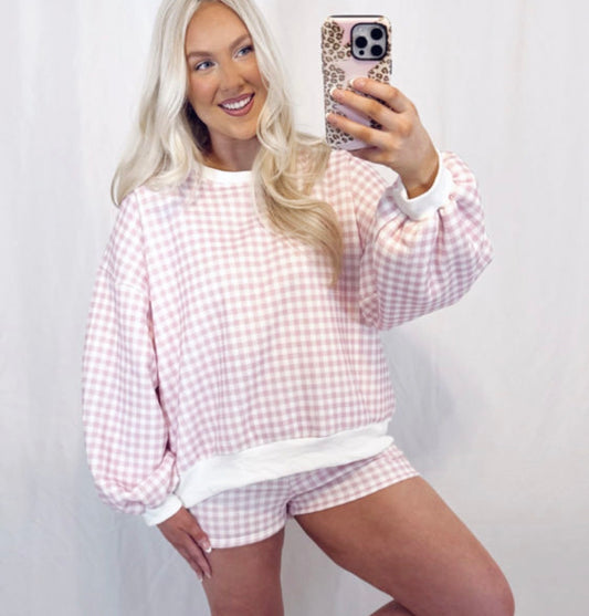 Pink Plaid Short Set