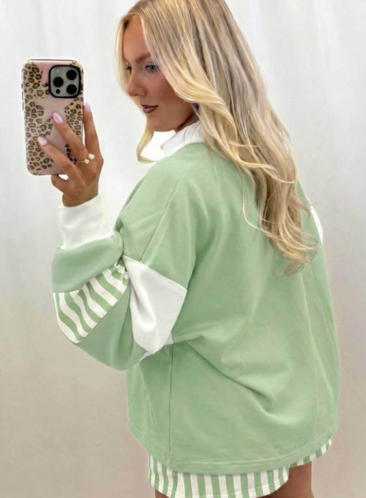 Green Stripe Short Set