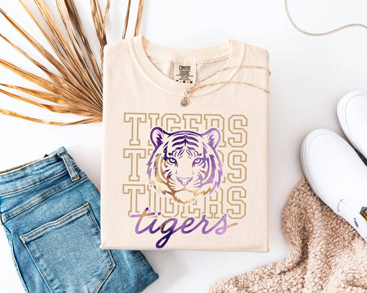 LSU Tiger Head Game Day Shirt - Purple and Gold