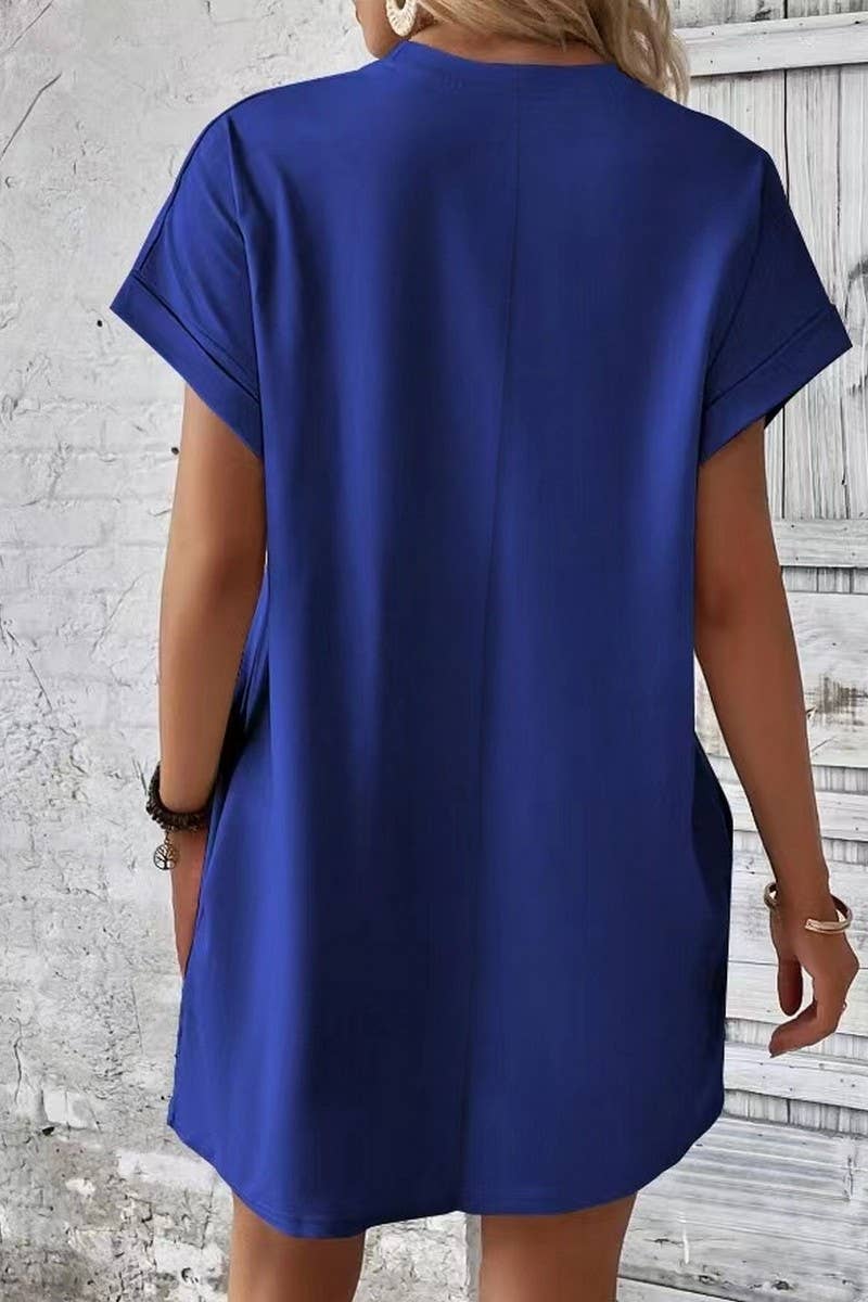 Round Neck Loose Pocket Dress
