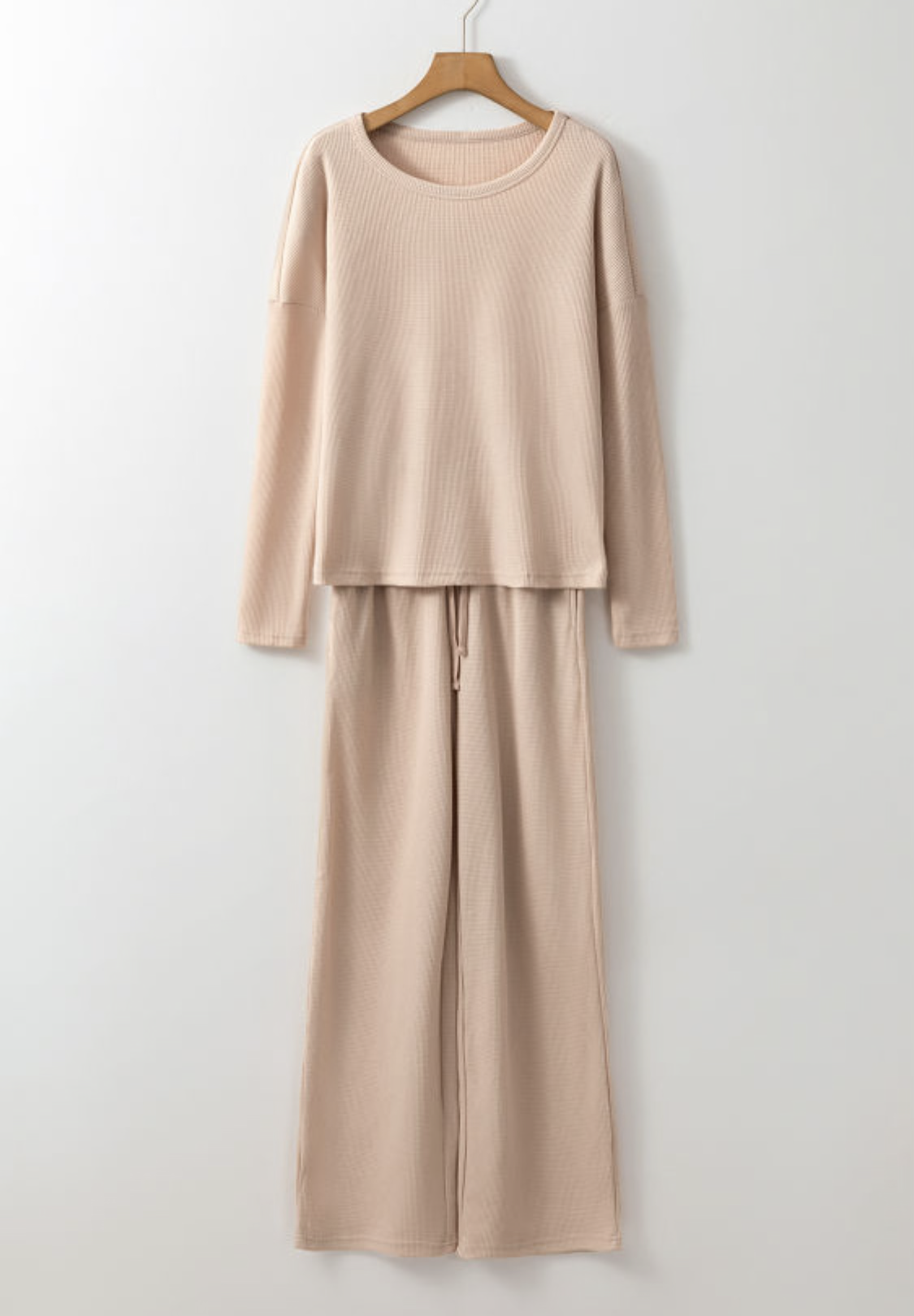 Textured Long Sleeve T Shirt and Pants Lounge Se