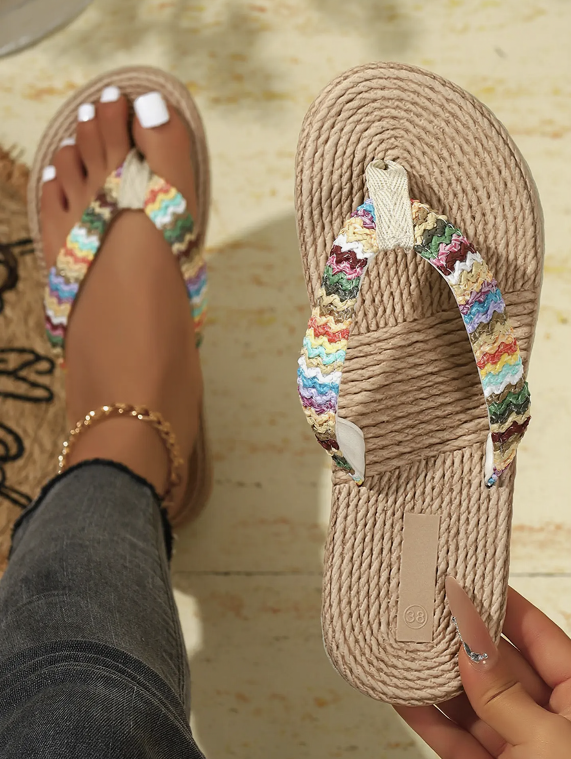 Straw flip flops