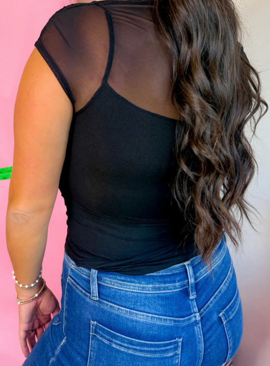 Black Sheer Mesh Top