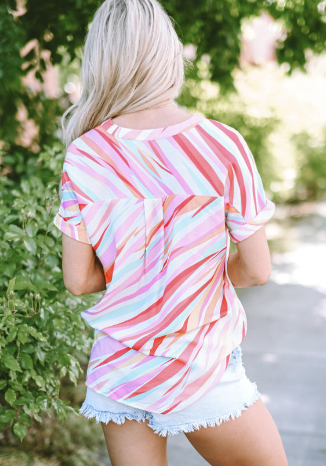 Multicolor Abstract S/S Blouse