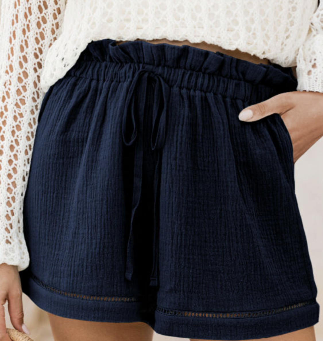 Navy Paper bag Shorts