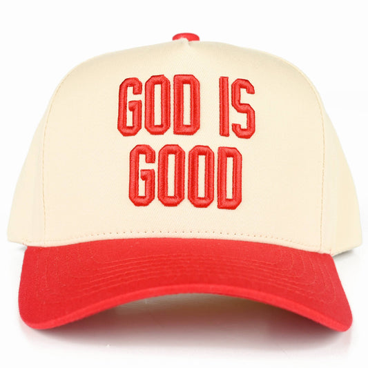 C.C GOD IS GOOD Embroidered Letter Two Tone Trucker Hat