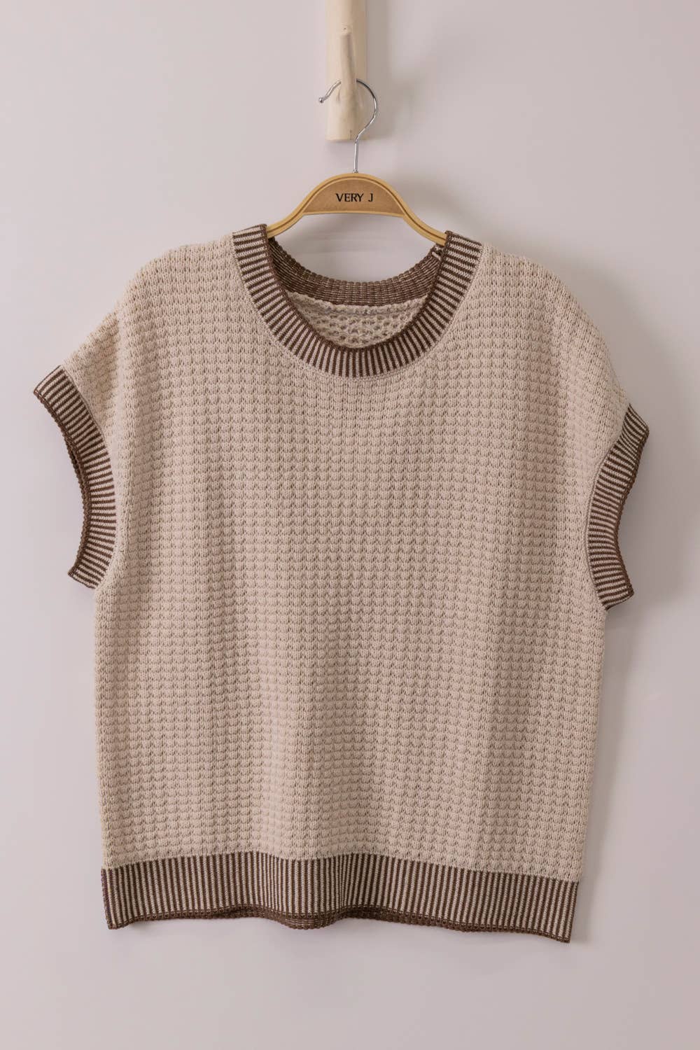 Sleeveless Tan/Brown Knit Top