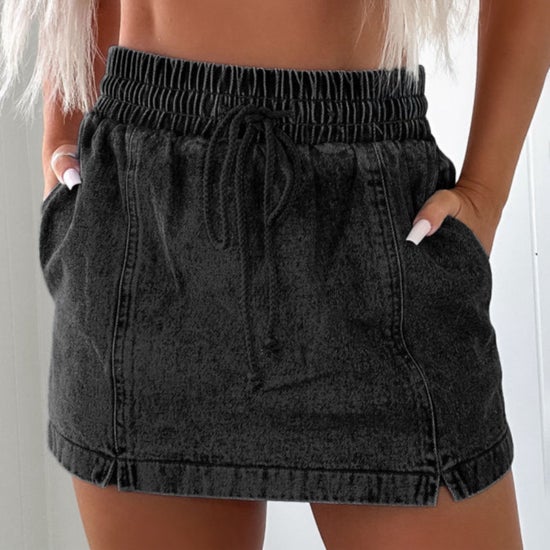 Black Denim Skorts