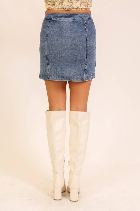 Button Denim Skirt