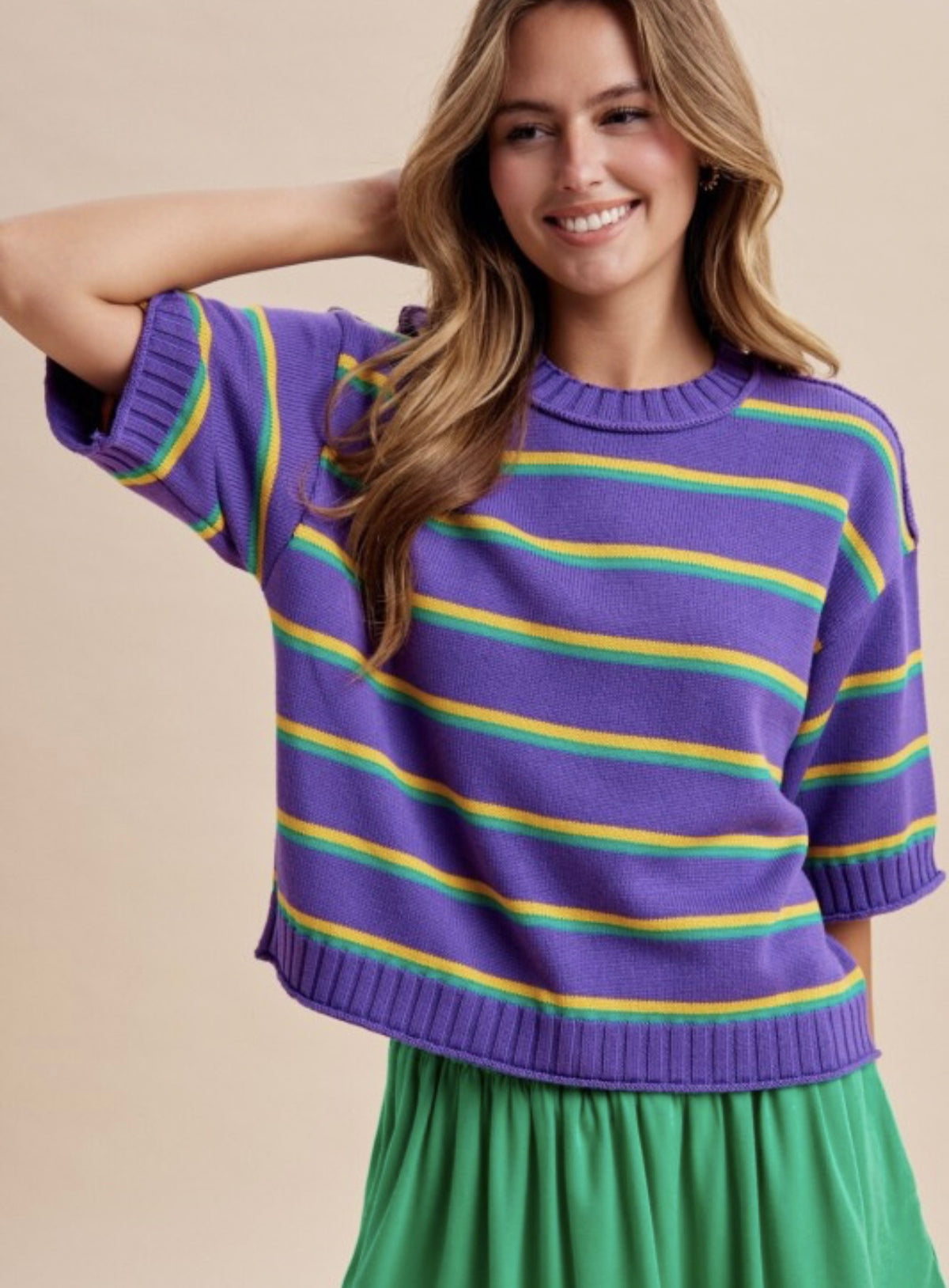 MG Multi Stripe S/S Knit Sweater