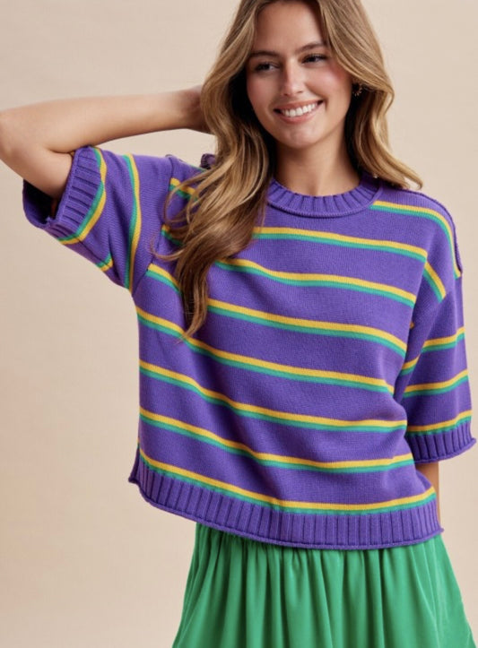 MG Multi Stripe S/S Knit Sweater