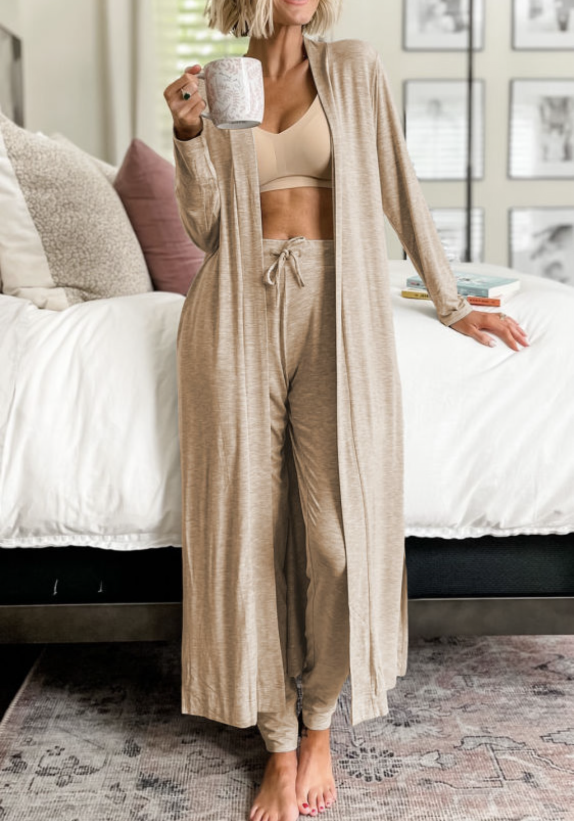 Long Cardigan and Skinny Pants Lounge Set