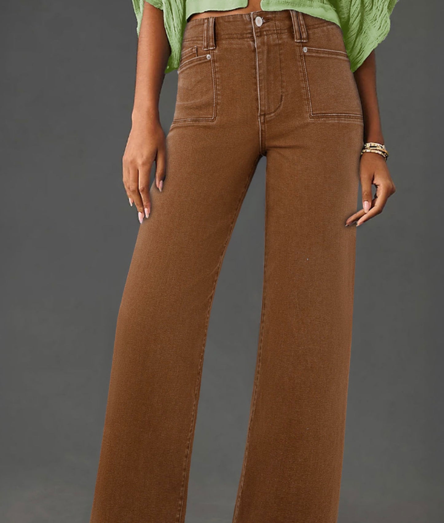 Brown Straight Leg Jeans