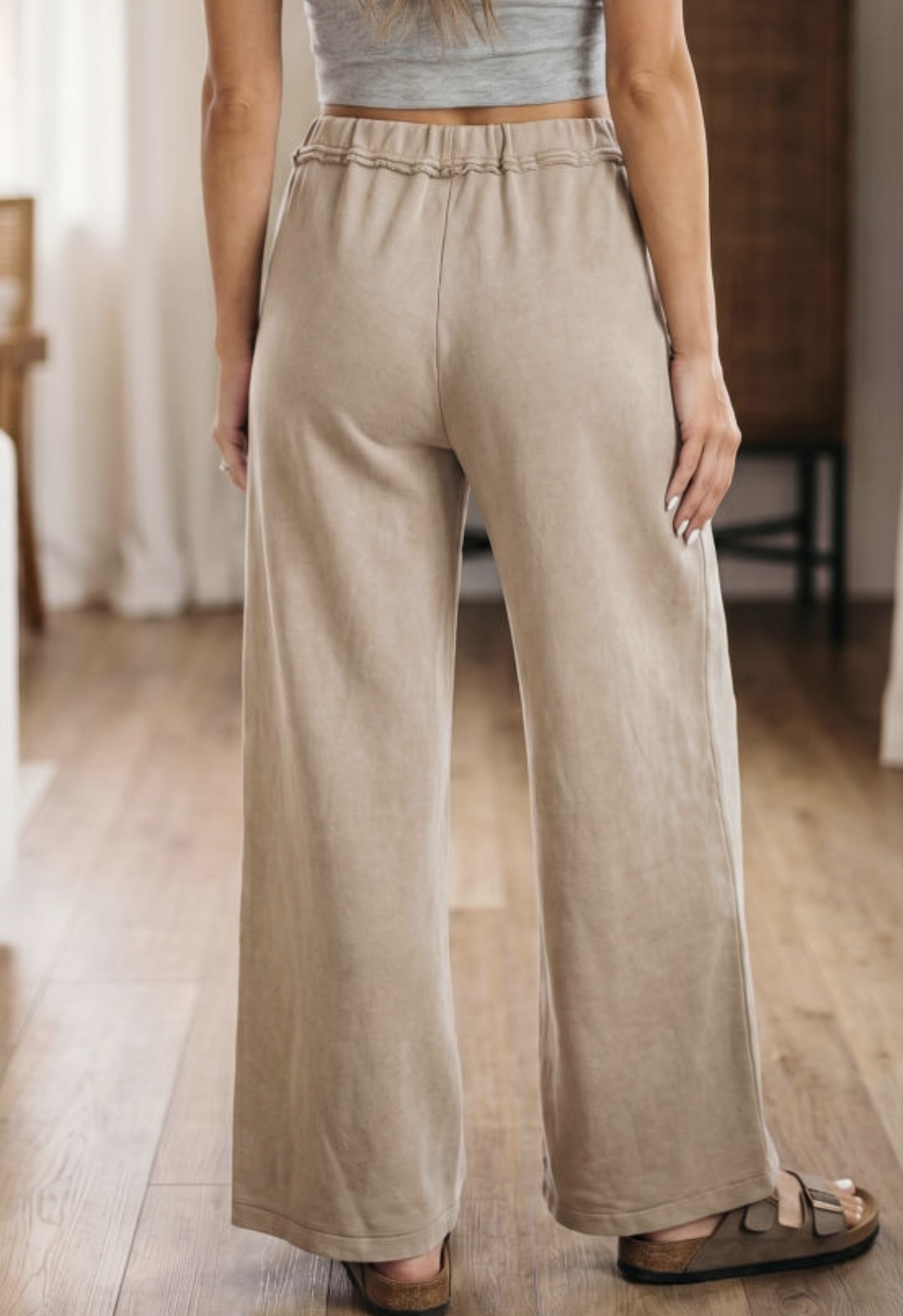 Smoke Gray Wide Leg Pants (Preorder)
