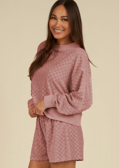 Blossom Checkered Textured Short Set