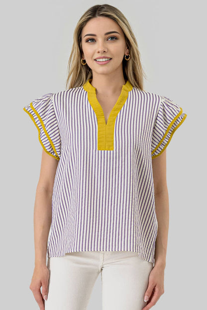 LSU  Seersucker Stripe Game Day Top