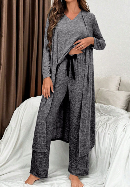 Dark Gray 3 pcs V Neck Lounge Set