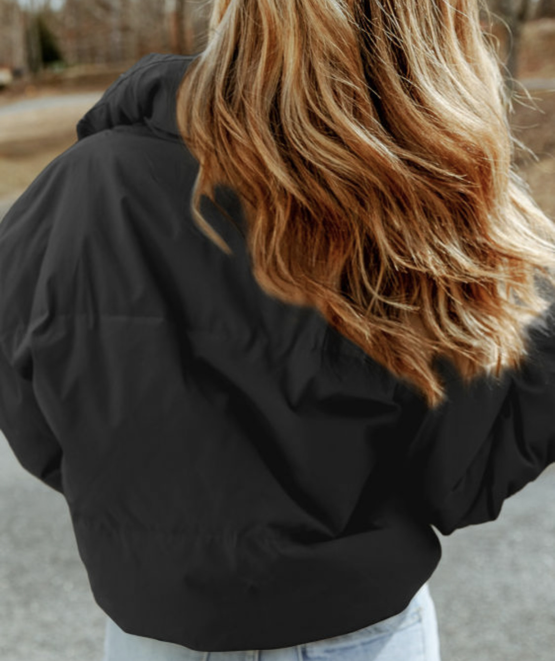 Black Zip Up Pocketed Puffer Jacket