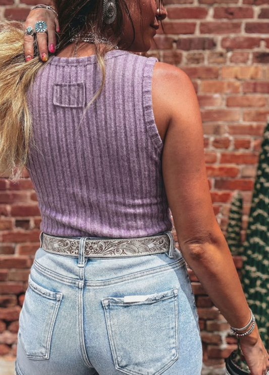 Lavender Ribbed Mineral Tank Top