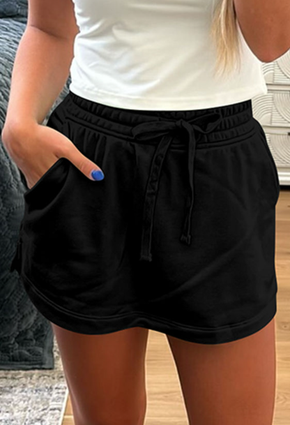 French Terry Drawstring Elastic Waistband Mini Skort