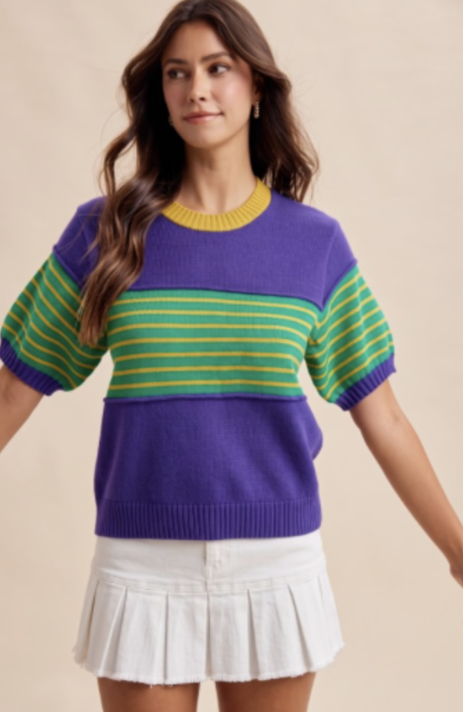 MG Color-block S/S Knit Top