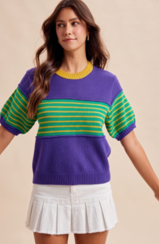 MG Color-block S/S Knit Top