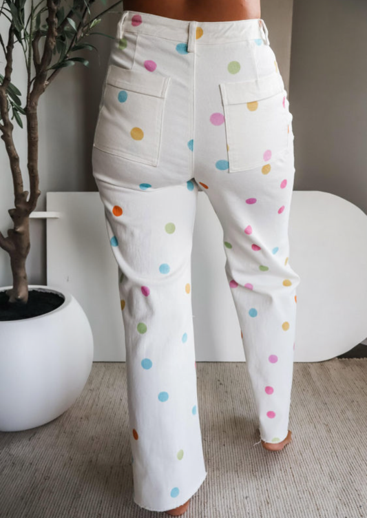 White Polka Dot Jeans
