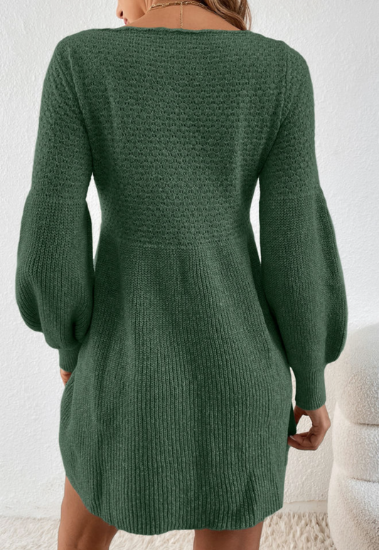 Green Empire Sweater Dress