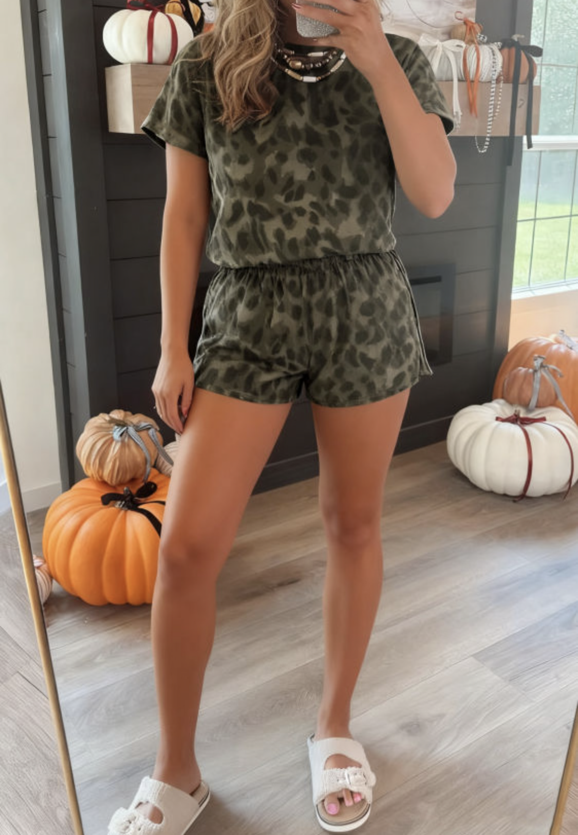 Leopard/Camo Print Short Set