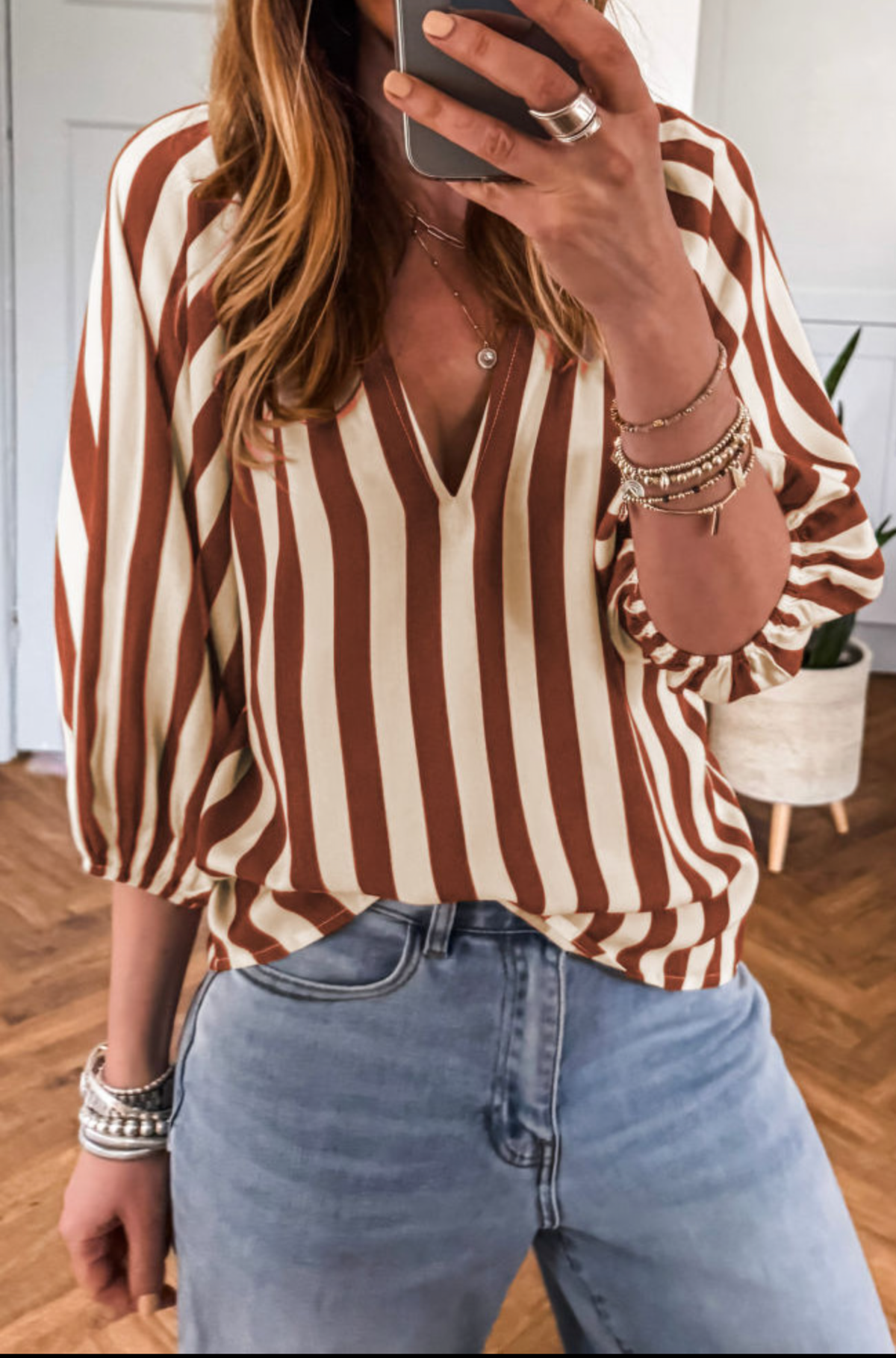 Brown Stripe Top