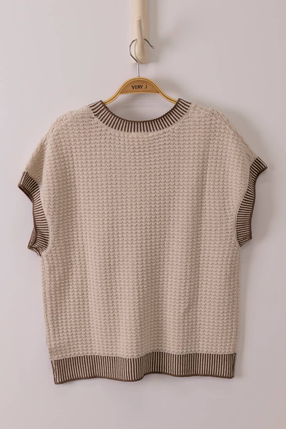Sleeveless Tan/Brown Knit Top