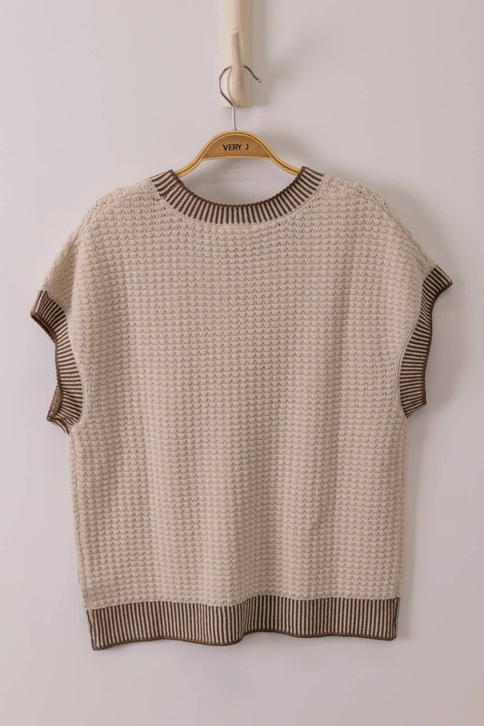 Sleeveless Tan/Brown Knit Top