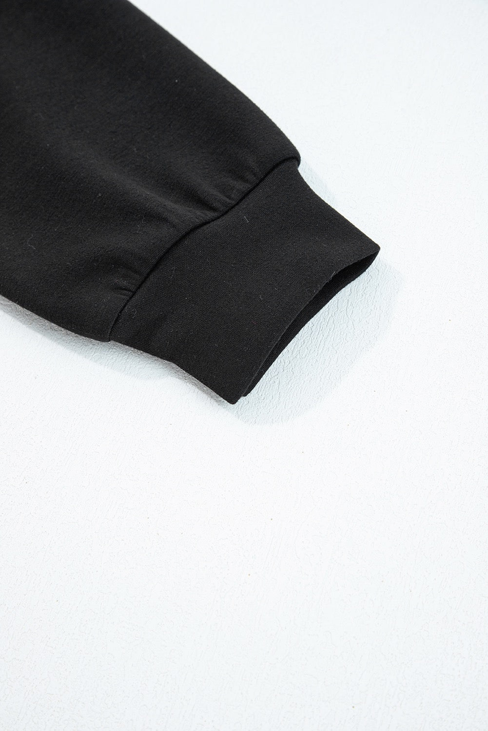 Black Zip Collar Long Sleeve Top Drawstring Pants Set