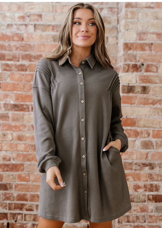 Taupe Waffle Dress