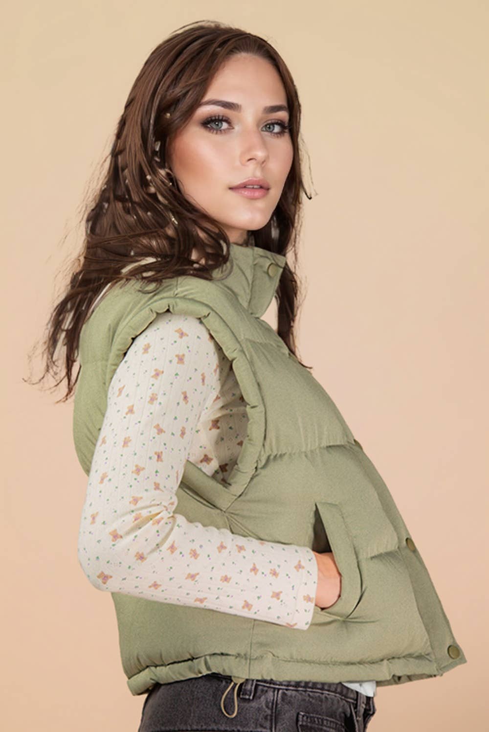 Mock Neck Casual Puffer Vest