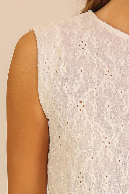 Lace Eyelet Sleeveless Shell Top