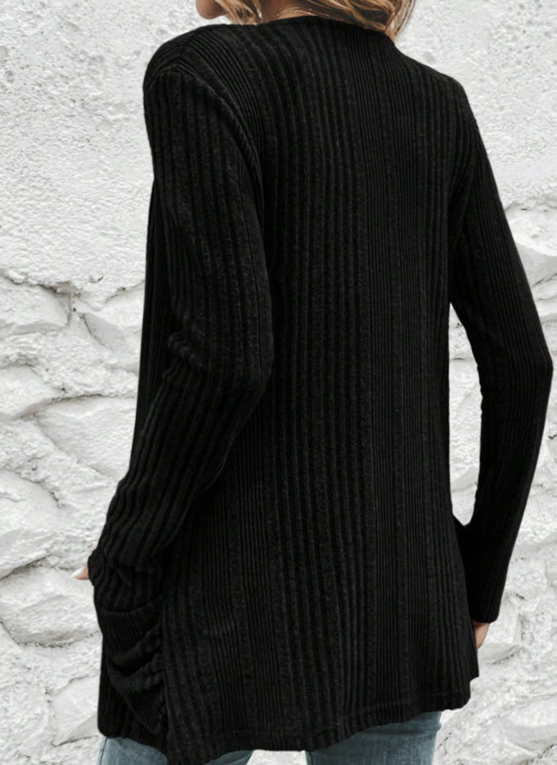 Black Ribbed Cardigan(Preorder)