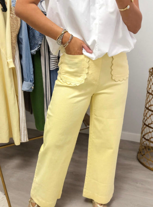 Yellow Scalloped Patch Jeans