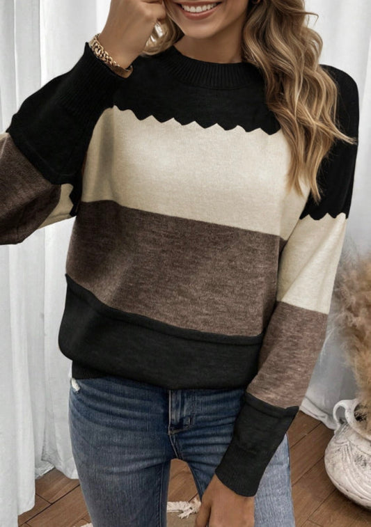 Black Color Block Sweater