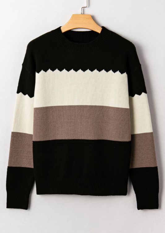 Black Color Block Sweater