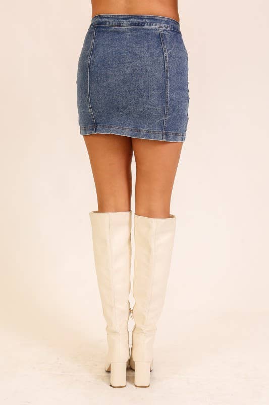 Button Denim Skirt