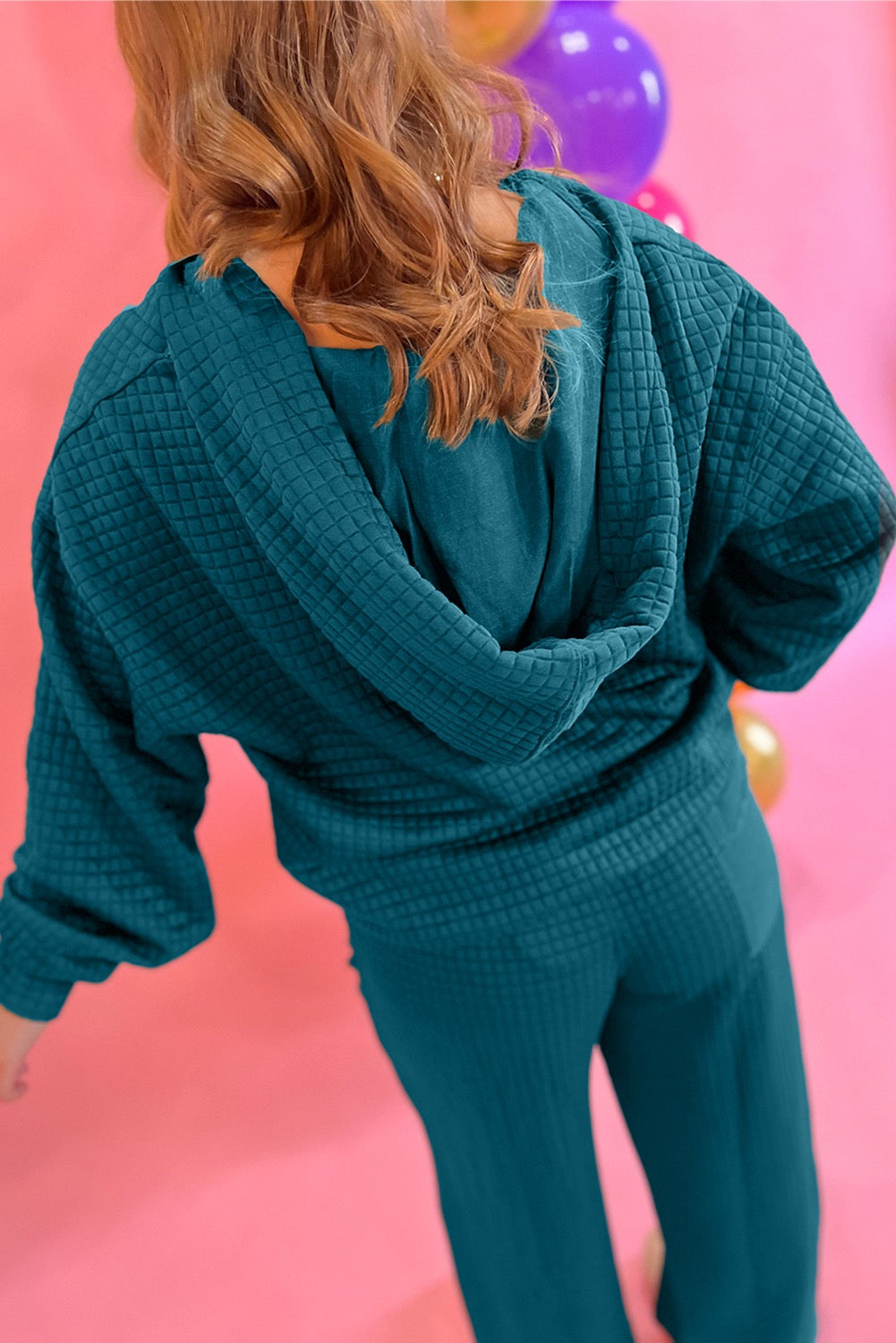 Teal textures loose pant set