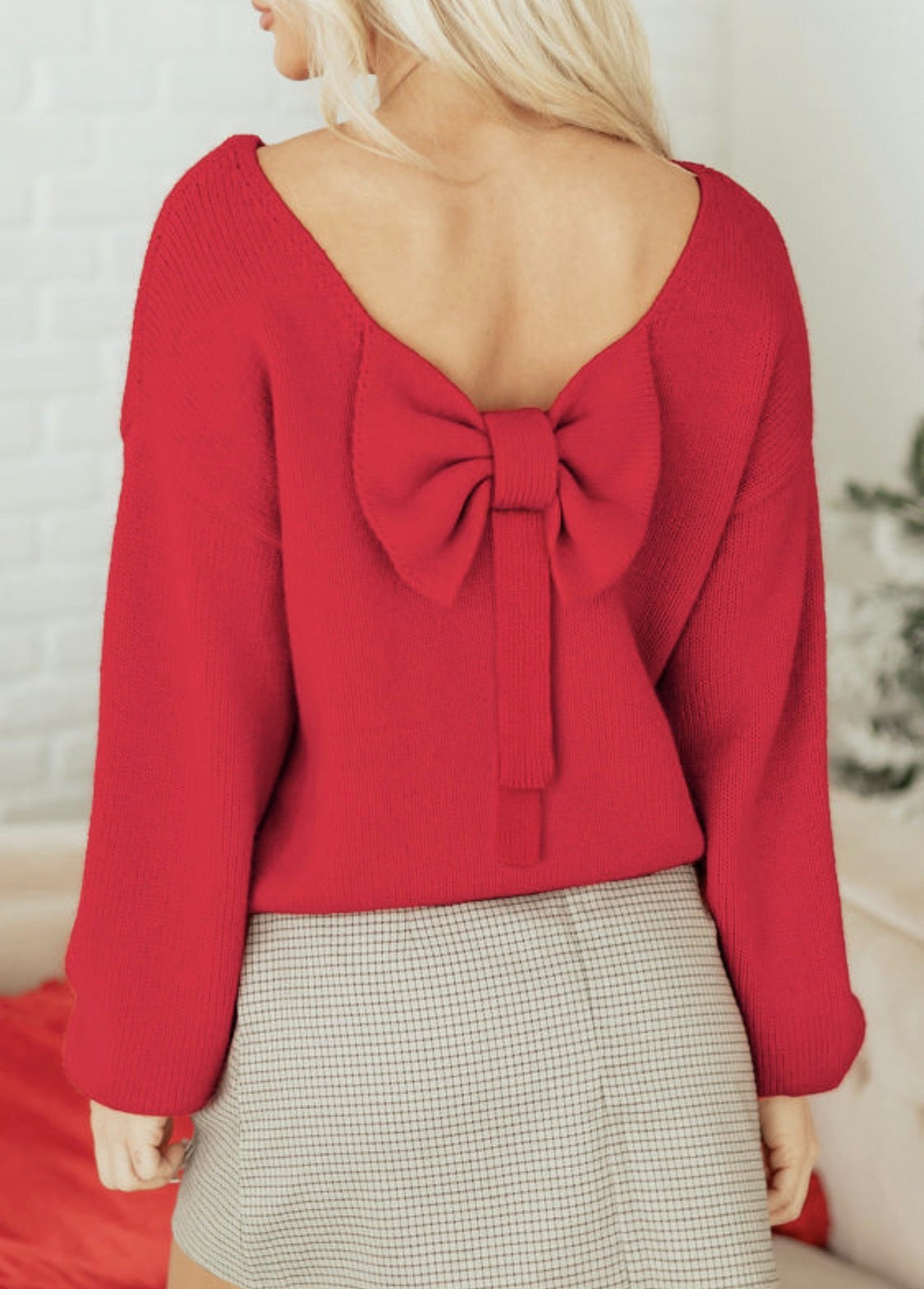 Red Back Bow Sweater