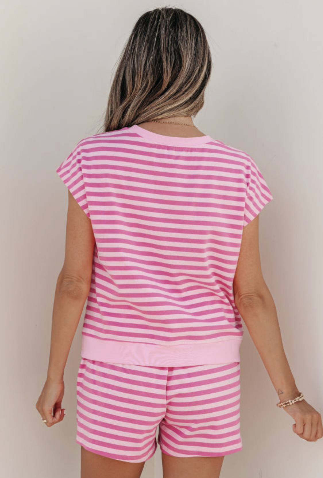 Pink Stripe Short Set