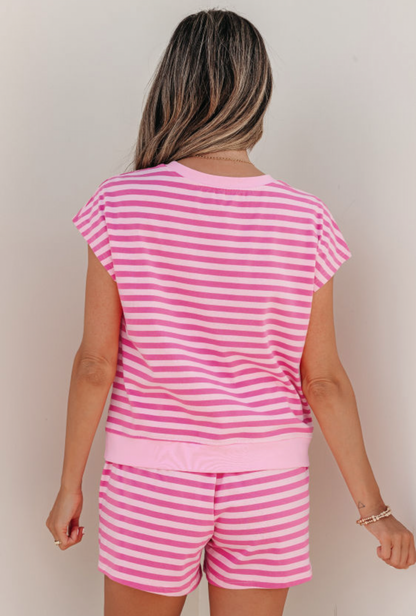 Pink Stripe Short Set