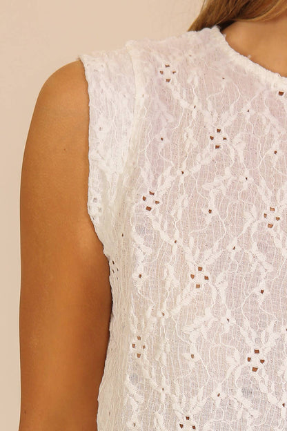 Lace Eyelet Sleeveless Shell Top