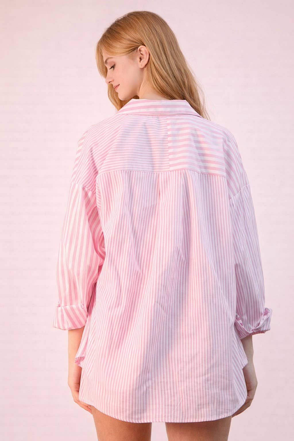 Striped Oversized Comfy Shirt Top & Shorts Set