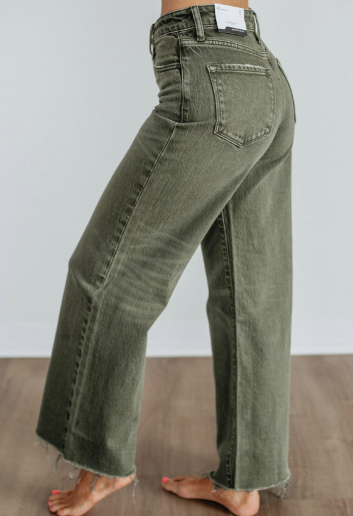 Clover Slight Distressed Raw Edge Wide Leg Jeans