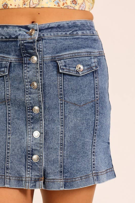 Button Denim Skirt