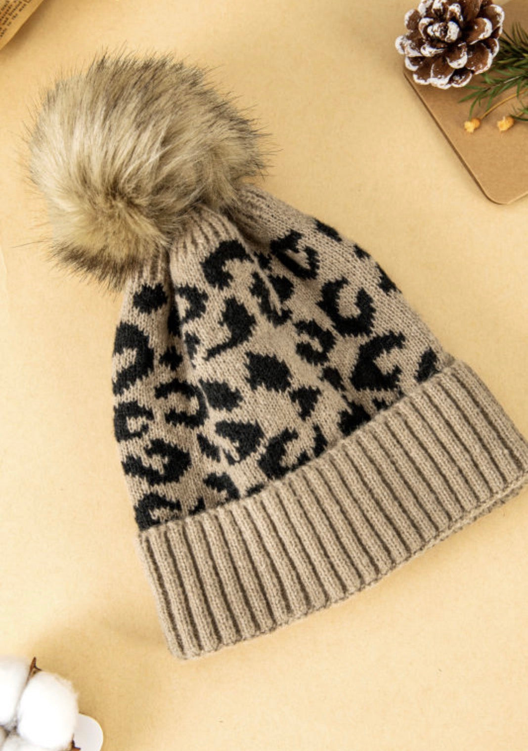 Leopard Knit Beanie